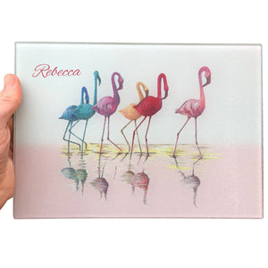 Personalised Chopping Board Flamingo