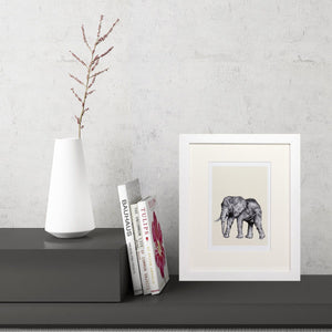 Elephant Sketch (Small Framed Print)