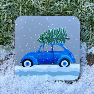 Retro Cars Christmas Coaster Set