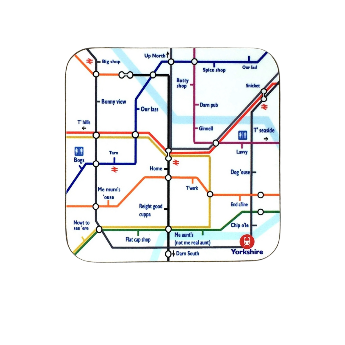 Yorkshire Funny Tube Map Coaster