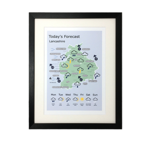 Lancashire Weather Forecast Map Print