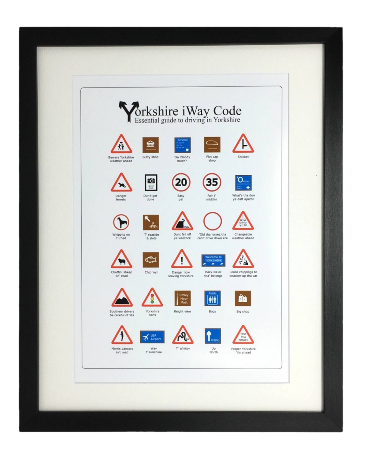 Yorkshire Highway Code Roadsigns Print – Unframed Print