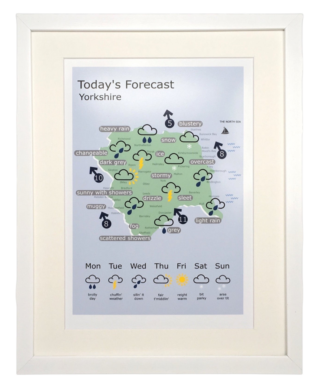 Yorkshire Weather Forecast Map Print – Unframed Print