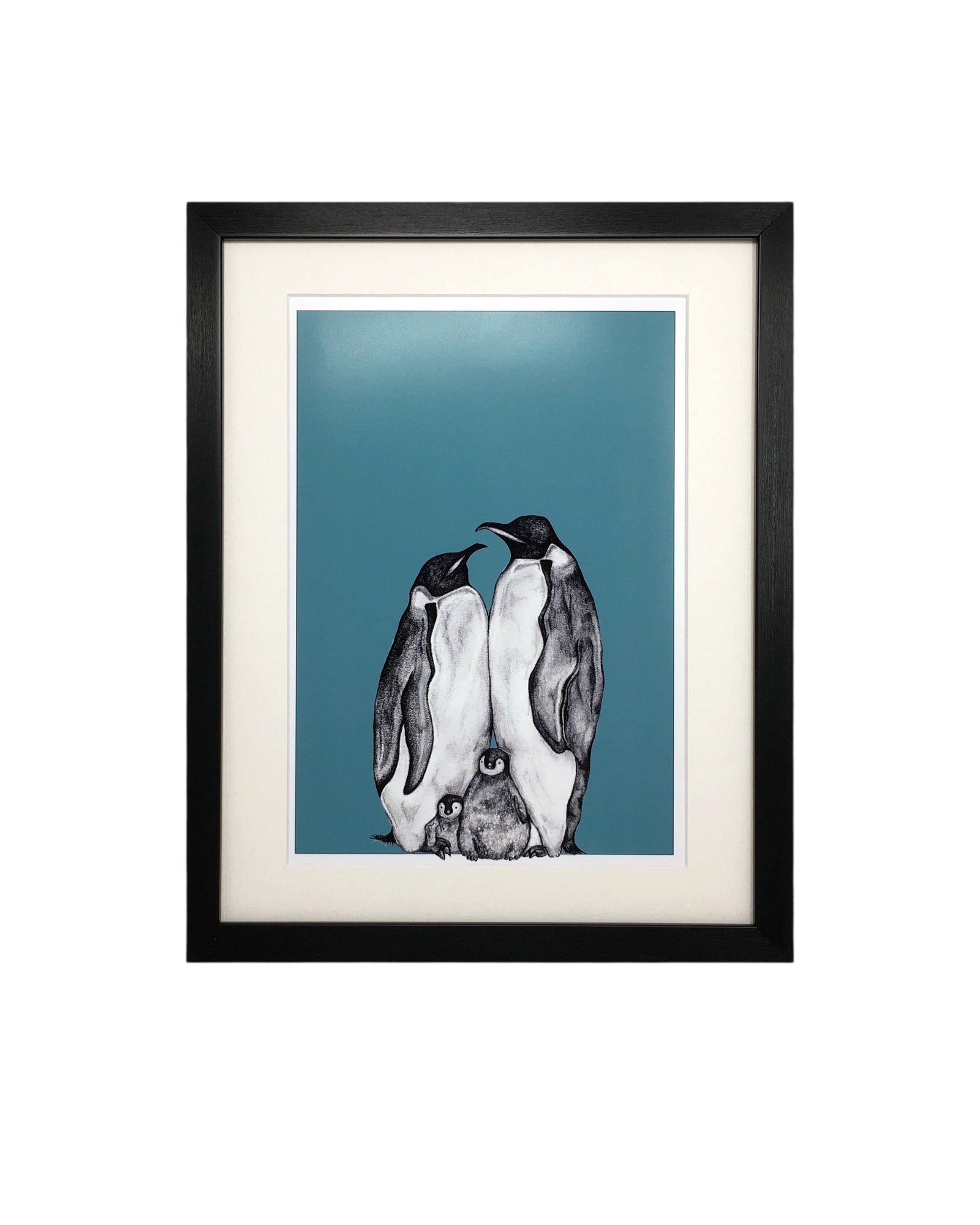 Personalised Penguin Family Sketch Print -  2 Children