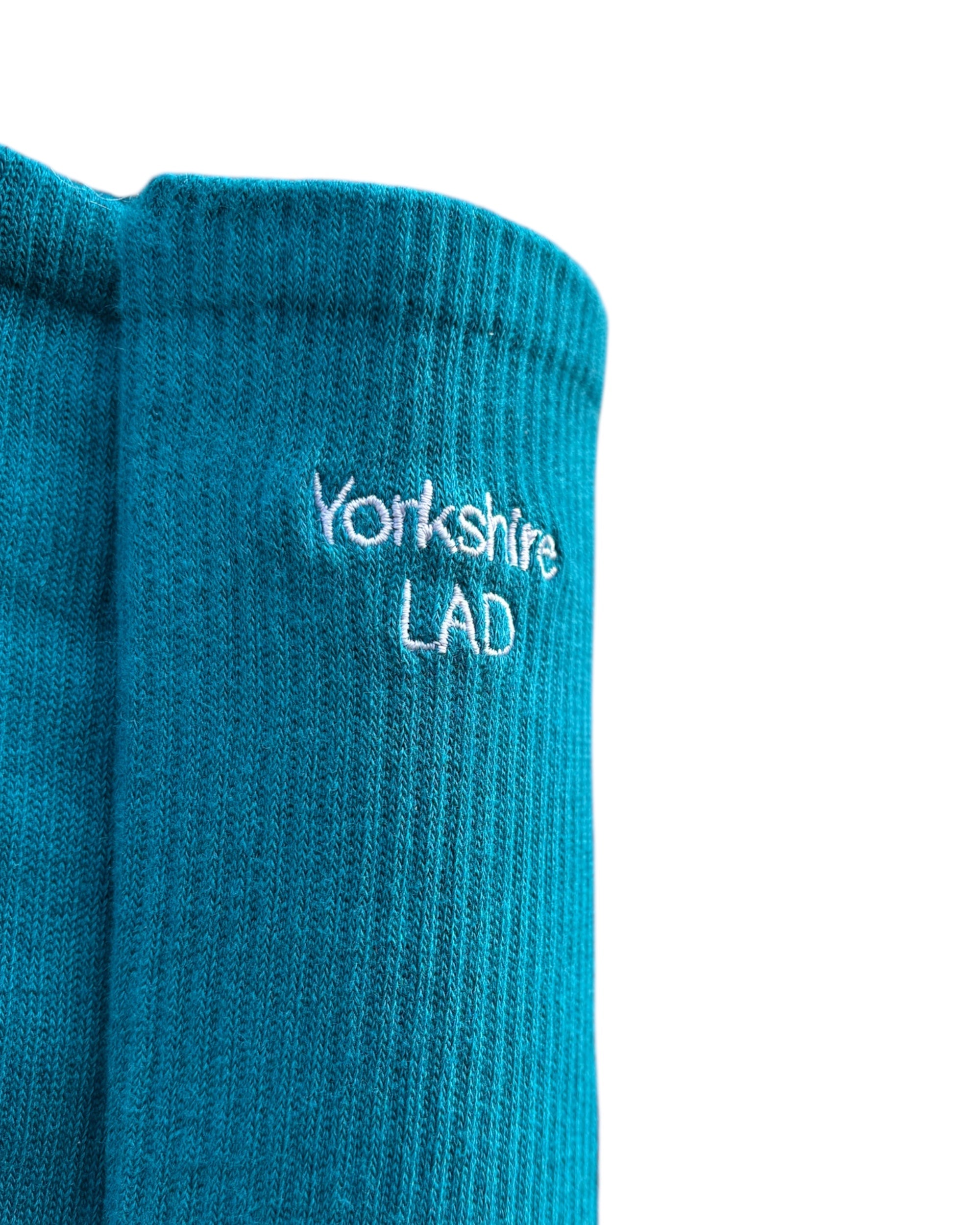 Yorkshire Lad Embroidered Crew Socks Teal