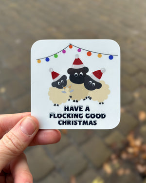 Sheep Flocking Christmas Coaster
