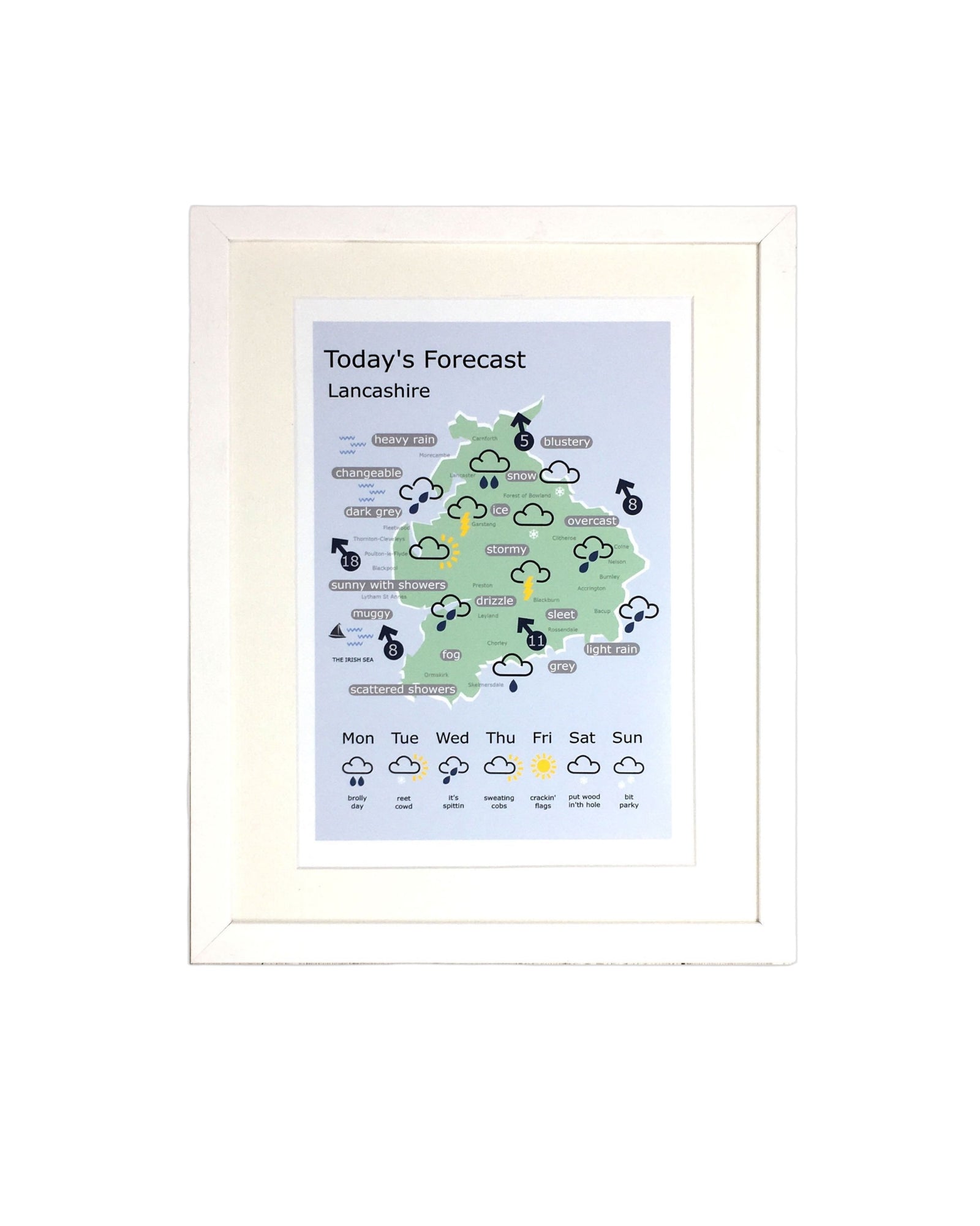 Lancashire Weather Forecast Map Print