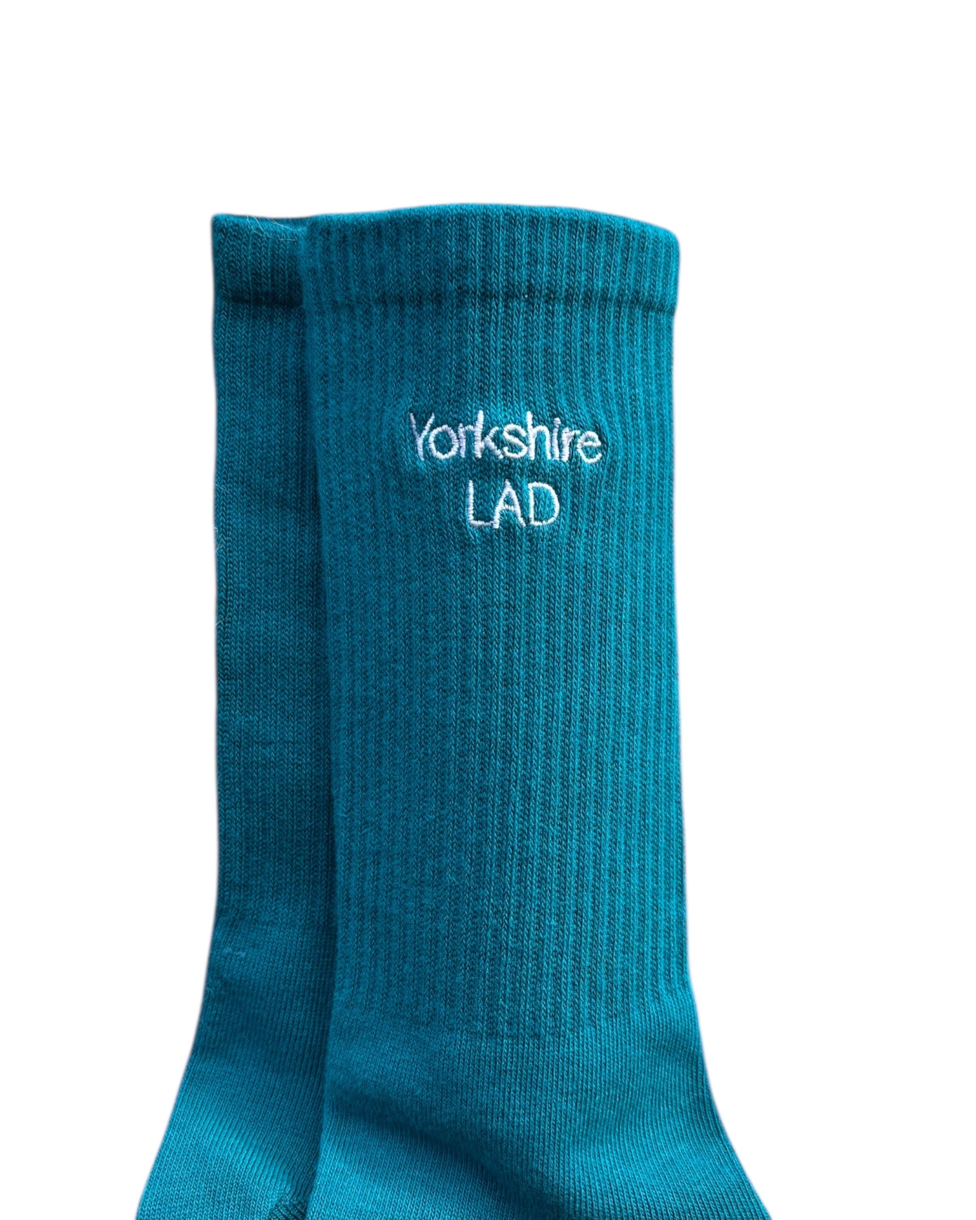 Yorkshire Lad Embroidered Crew Socks Teal
