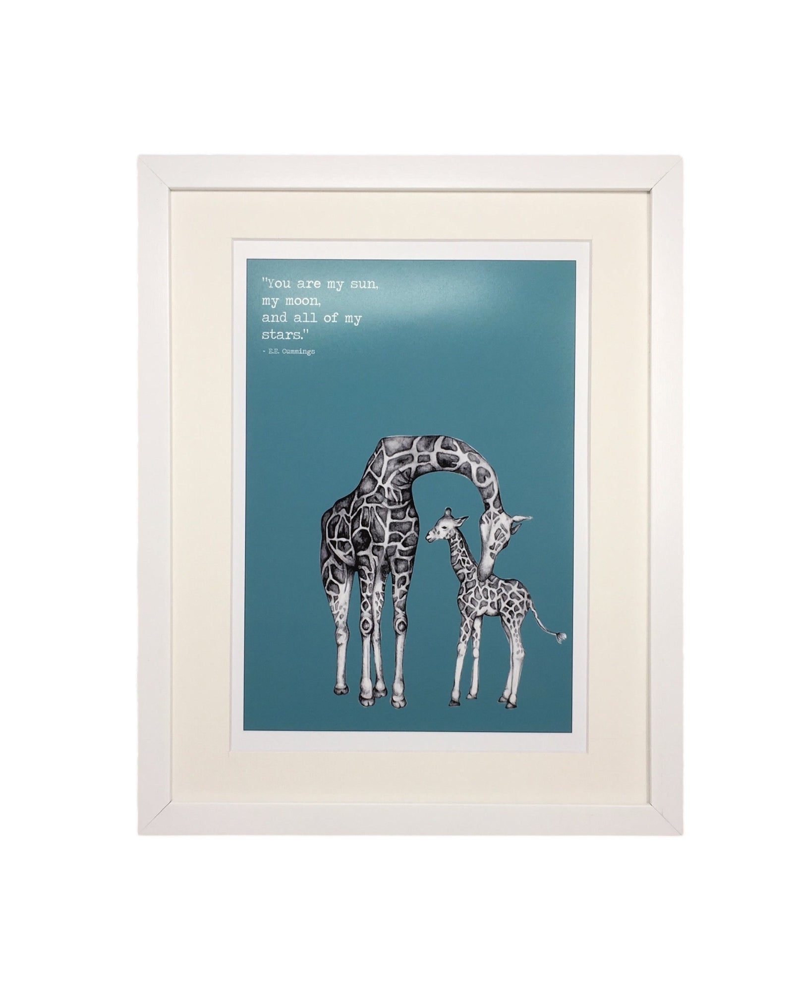 Giraffe & Baby Sketch Print 'Sun Moon'