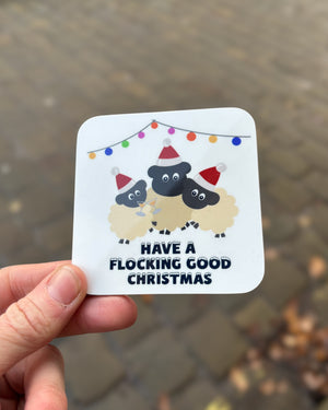 Sheep Flocking Christmas Coaster