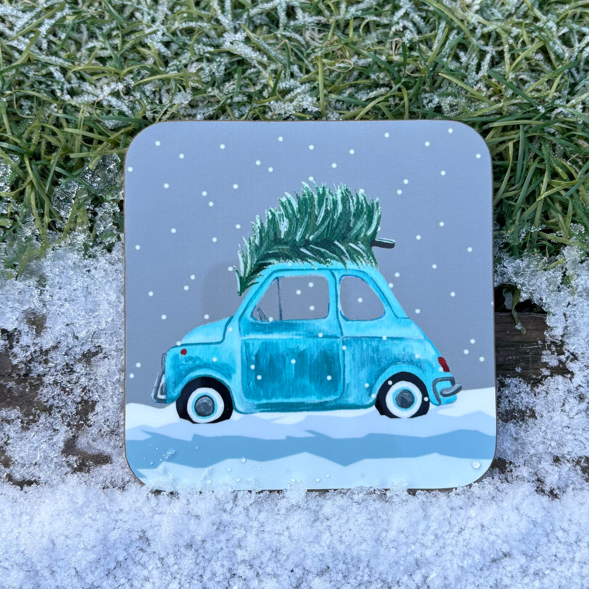 Fiat 500 Car Christmas Coaster