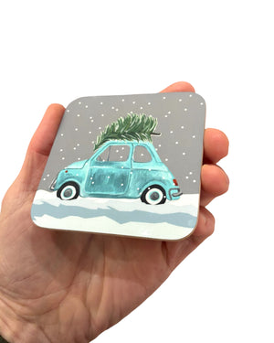 Christmas Fiat 500 Car Coaster