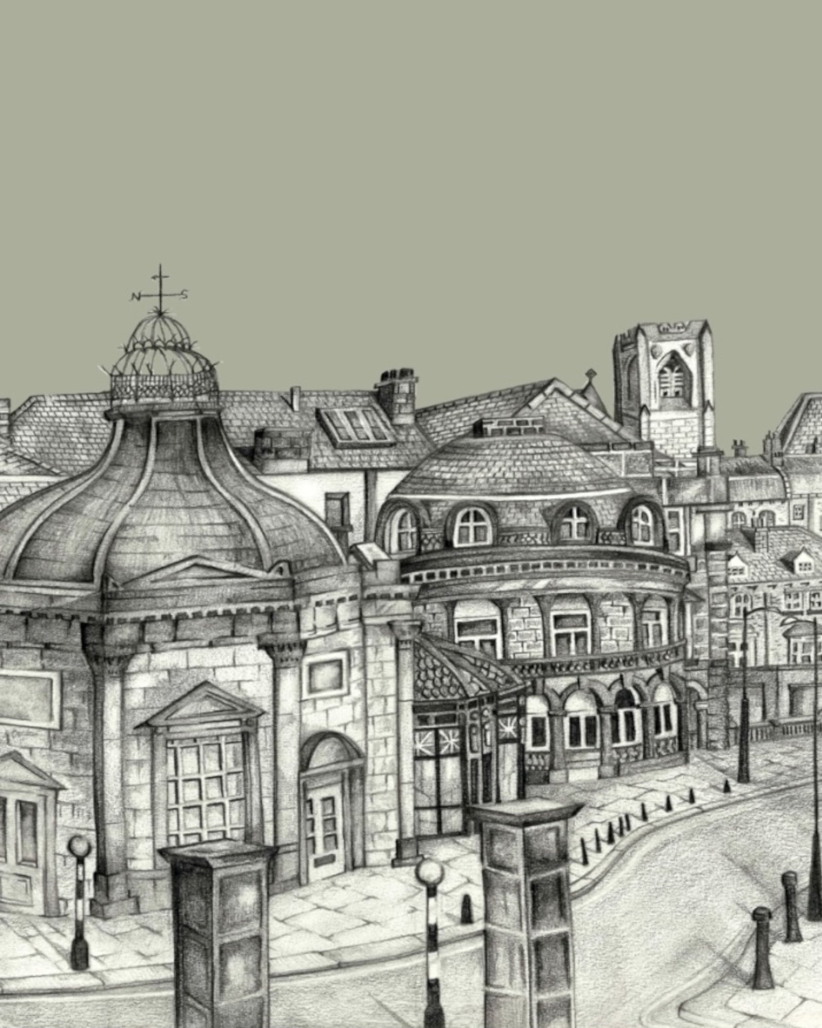 Harrogate Pump Rooms Sketch Print