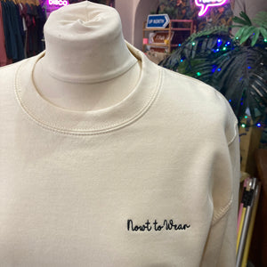 Cream Colour Sweater 'Nowt to Wear' Embroidery