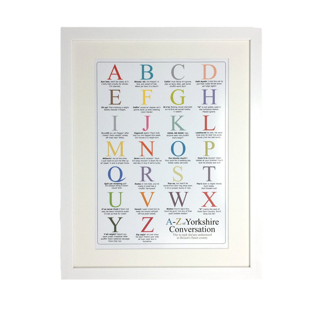 Yorkshire A-Z of Dialect Print – Unframed Print