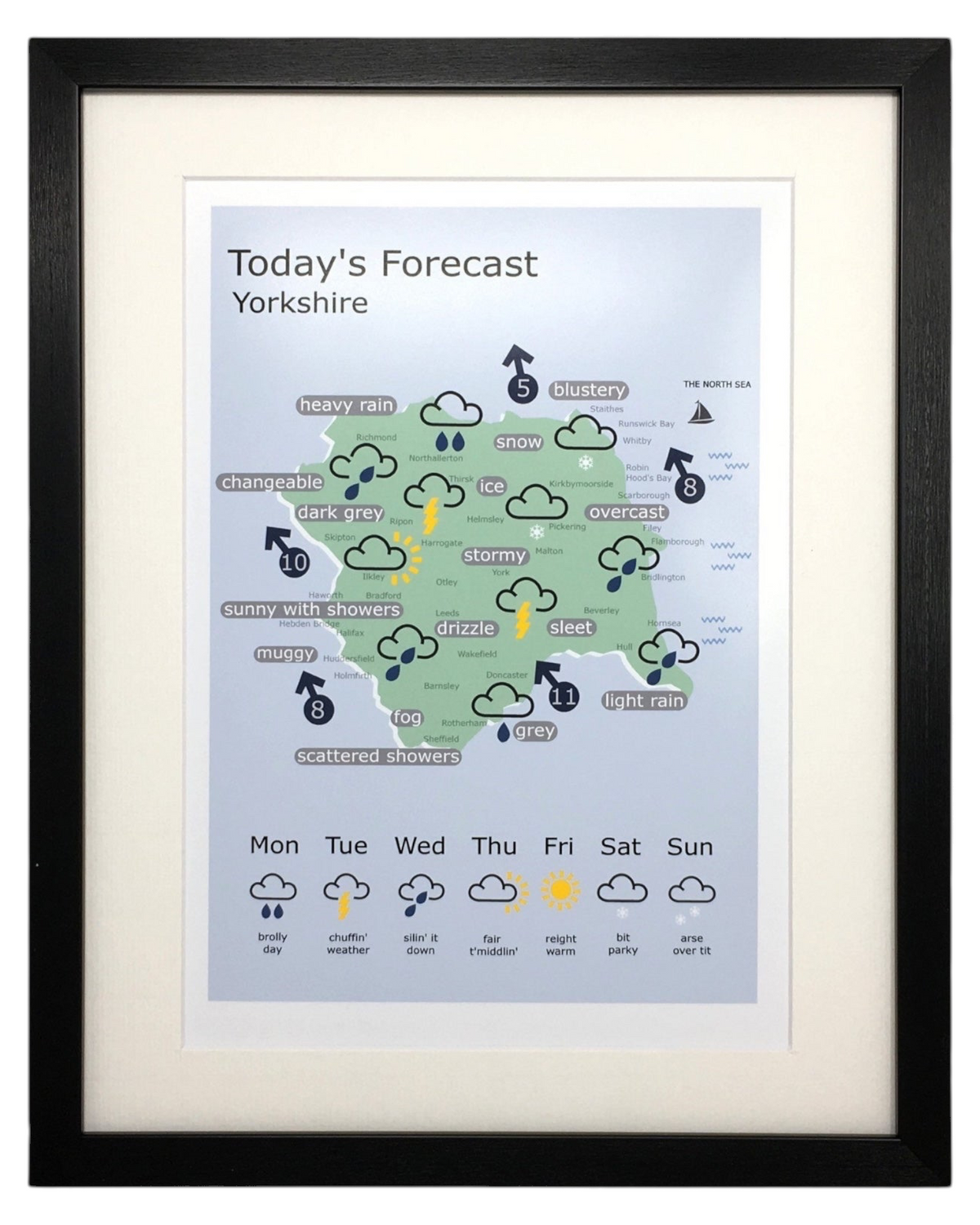 Yorkshire Weather Forecast Map Print – Unframed Print