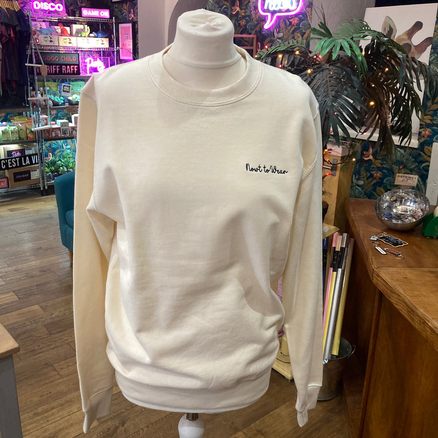 Cream Colour Sweater 'Nowt to Wear' Embroidery