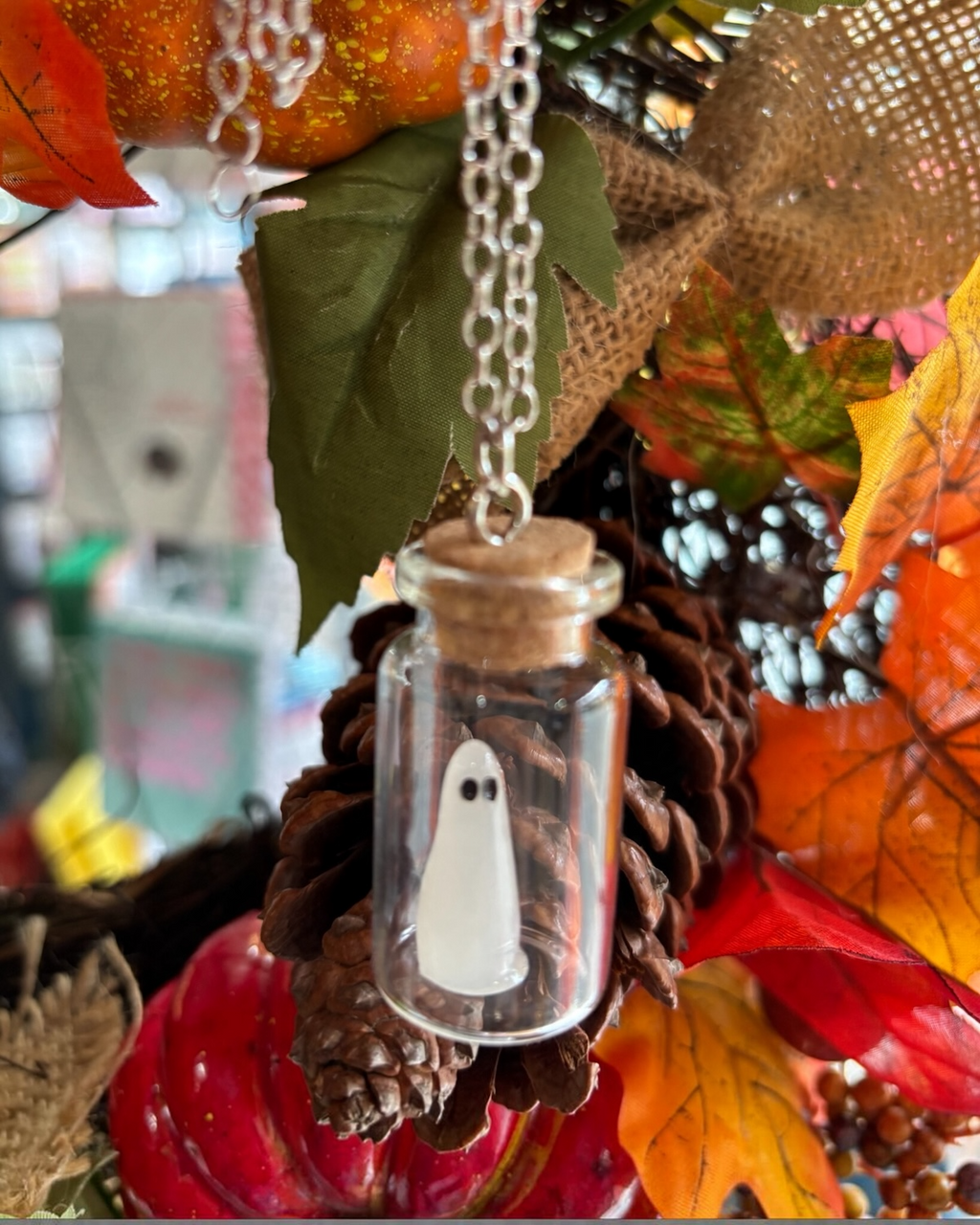 Glow in the Dark Ghost in Bottle Necklace