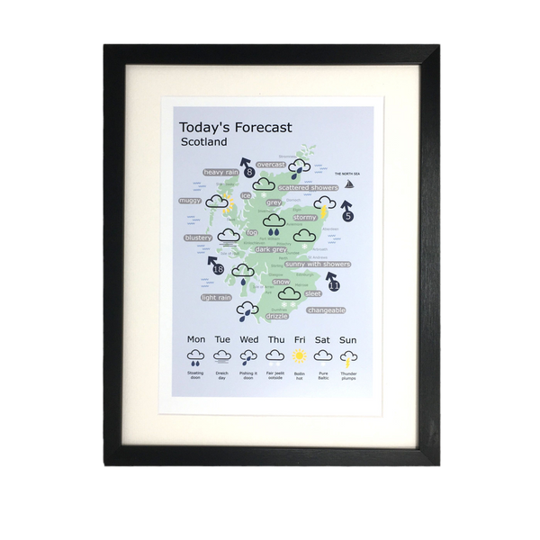 Scottish Weather Map Funny Sayings Print by Lighthouse Lane ...