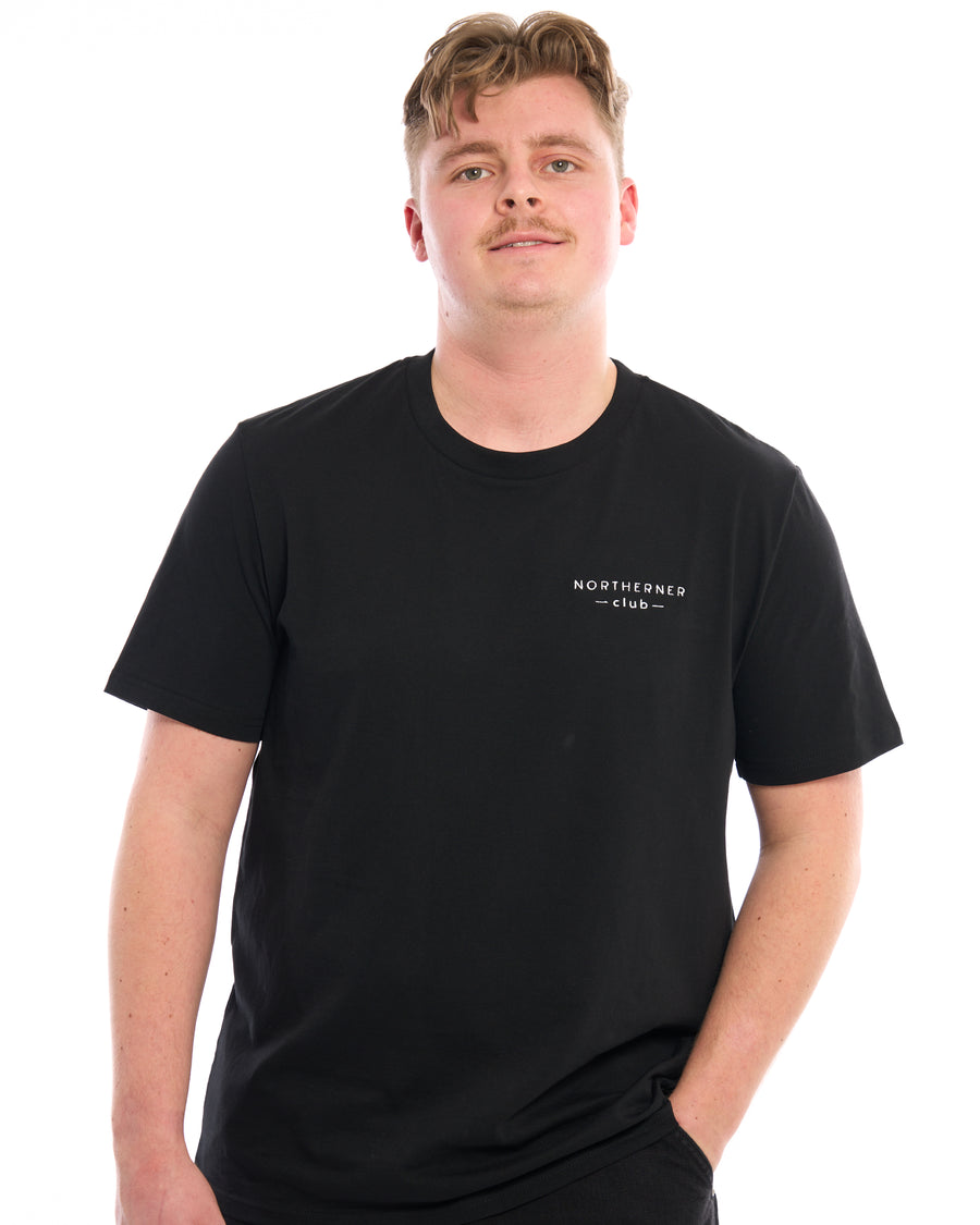 Yorkshire Lancashire Northerner Club T-Shirt Black Unisex Embroidery 