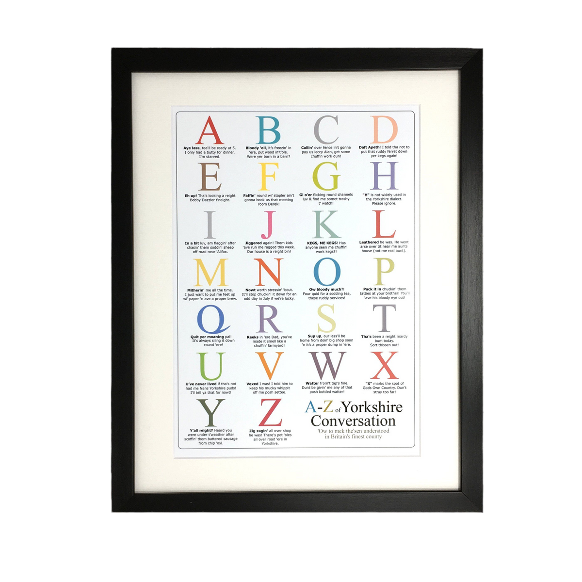 Yorkshire A-Z of Dialect Print – Unframed Print