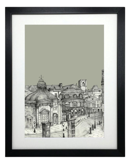 Harrogate Pump Rooms Sketch Print – Unframed Print
