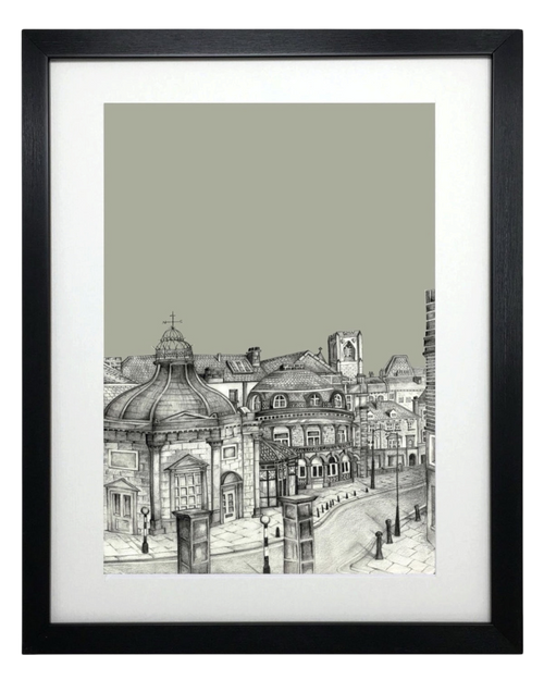 Harrogate Pump Rooms Sketch Print – Unframed Print