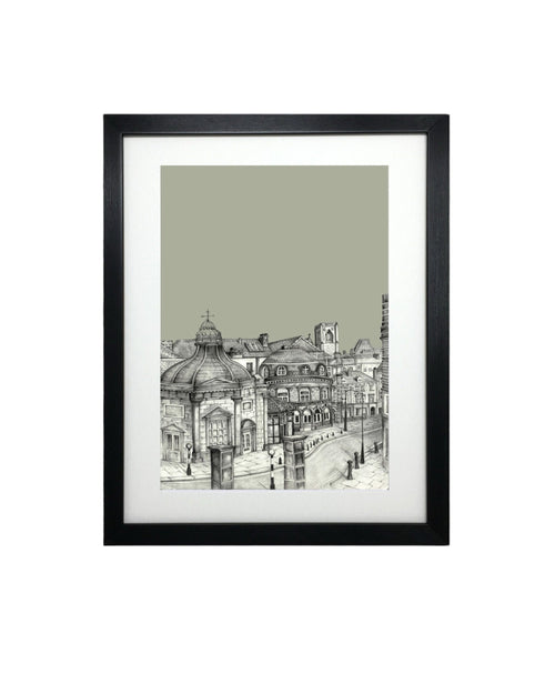 Harrogate Pump Rooms Sketch Print – Unframed Print
