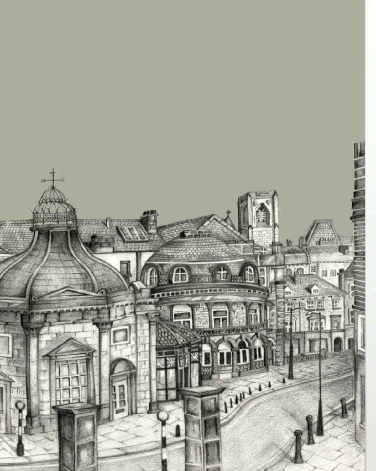 Harrogate Pump Rooms Sketch Print – Unframed Print