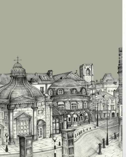 Harrogate Pump Rooms Sketch Print – Unframed Print