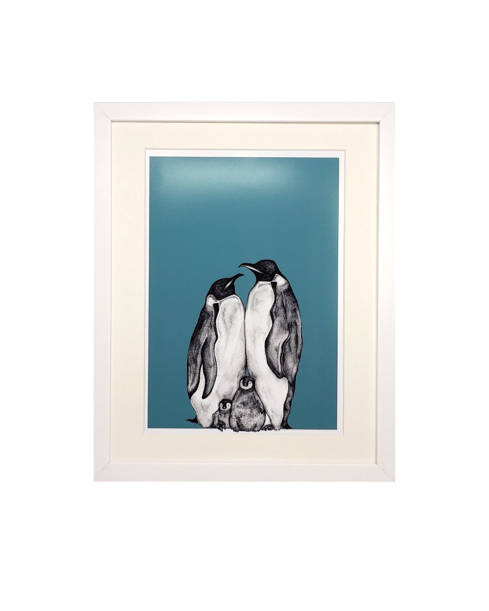 Personalised Penguin Family Sketch Print -  2 Children