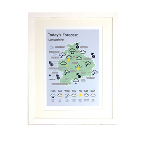 Lancashire Weather Forecast Map Print