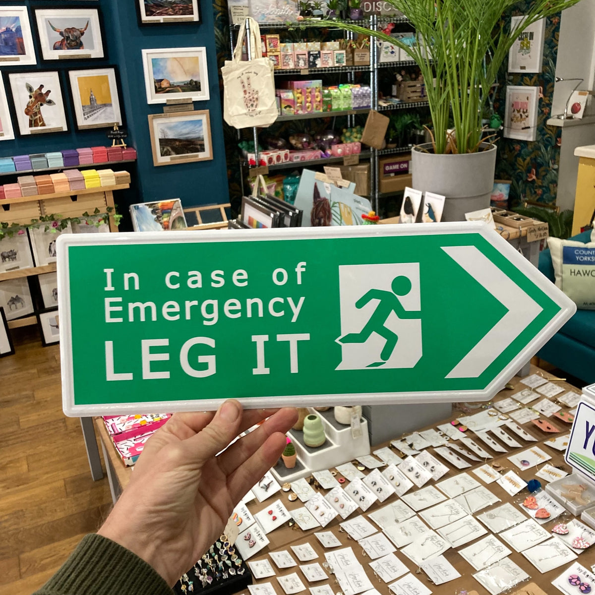 British Metal Road Sign Exit Leg It