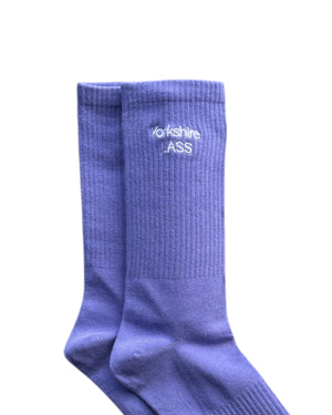 Yorkshire Lass Embroidered Crew Socks Purple