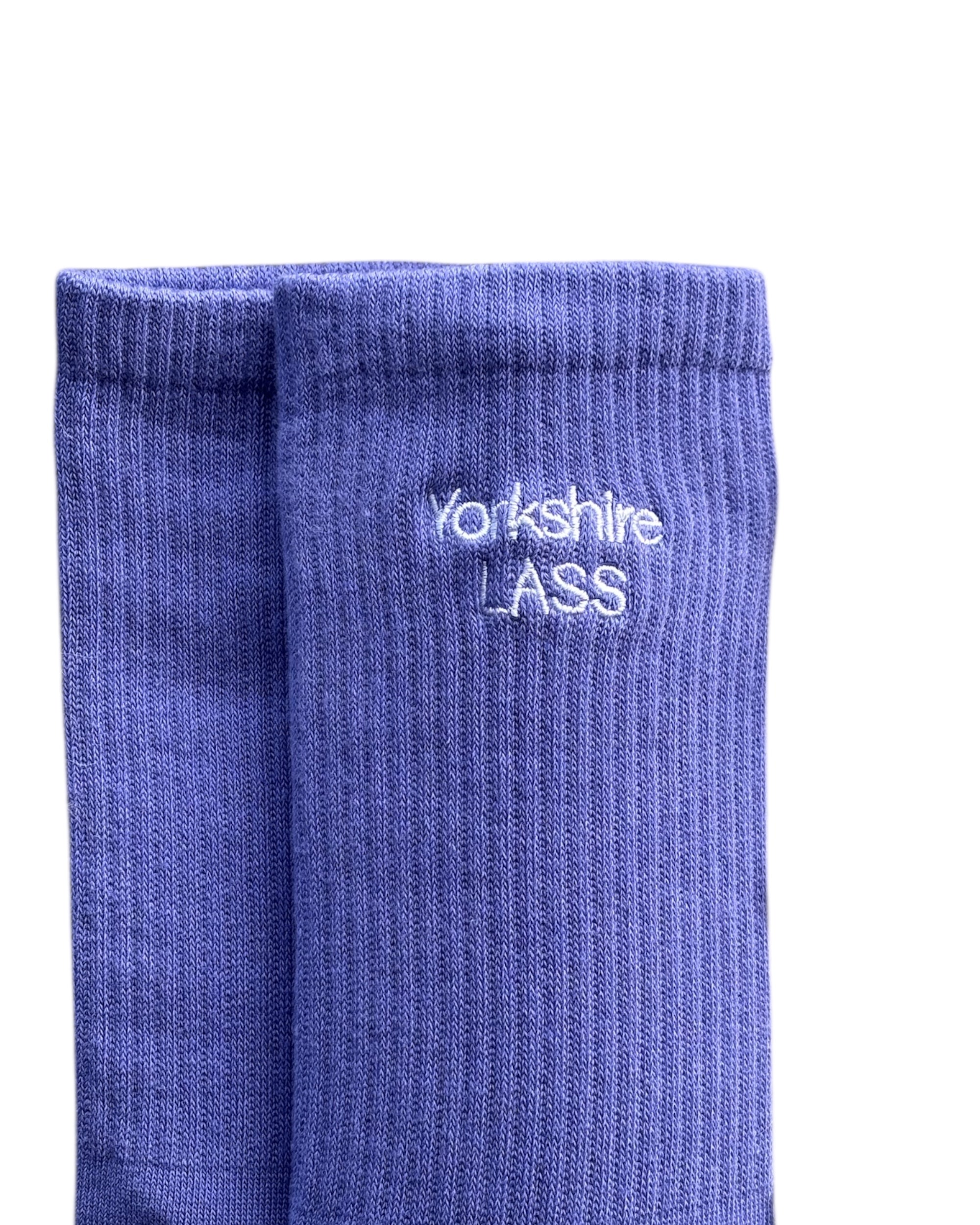 Yorkshire Lass Embroidered Crew Socks Purple
