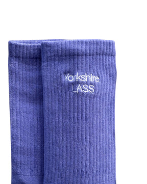 Yorkshire Lass Embroidered Crew Socks Purple