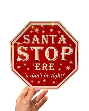 Yorkshire Santa Stop Sign Metal