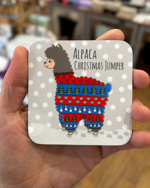 Alpaca Christmas Coaster