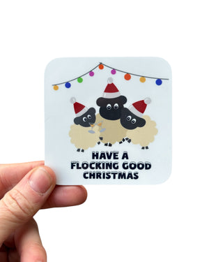 Sheep Flocking Christmas Coaster