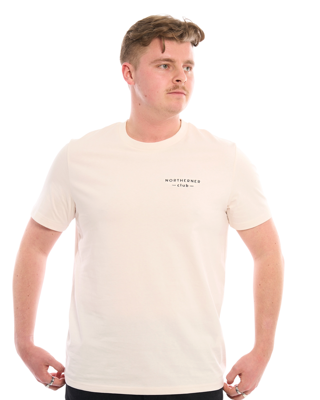 LighthouseLane unisex organic cotton t-shirt in cream featuring Northerner Club embroidered slogan on the chest
