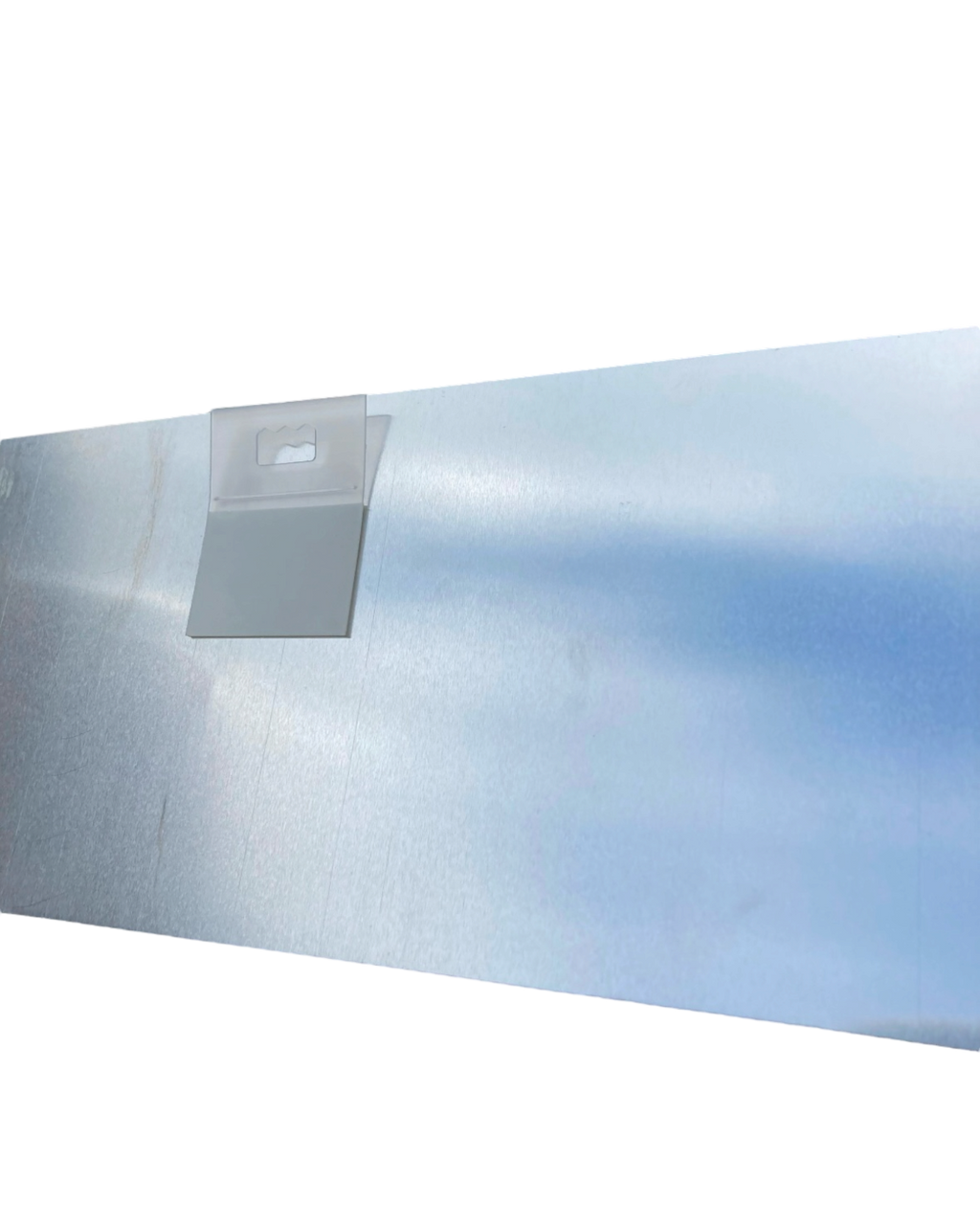 Back view of LighthouseLane Yorkshire metal road sign showing the adhesive hanging hook on the brushed aluminium