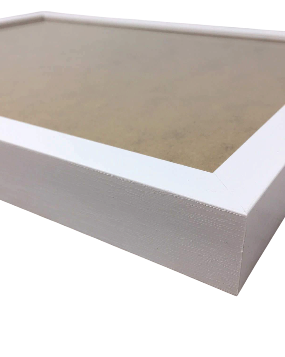 LighthouseLane white textured Polcore frame for A4 landscape prints, featuring a deep profile and clear Perspex front.
