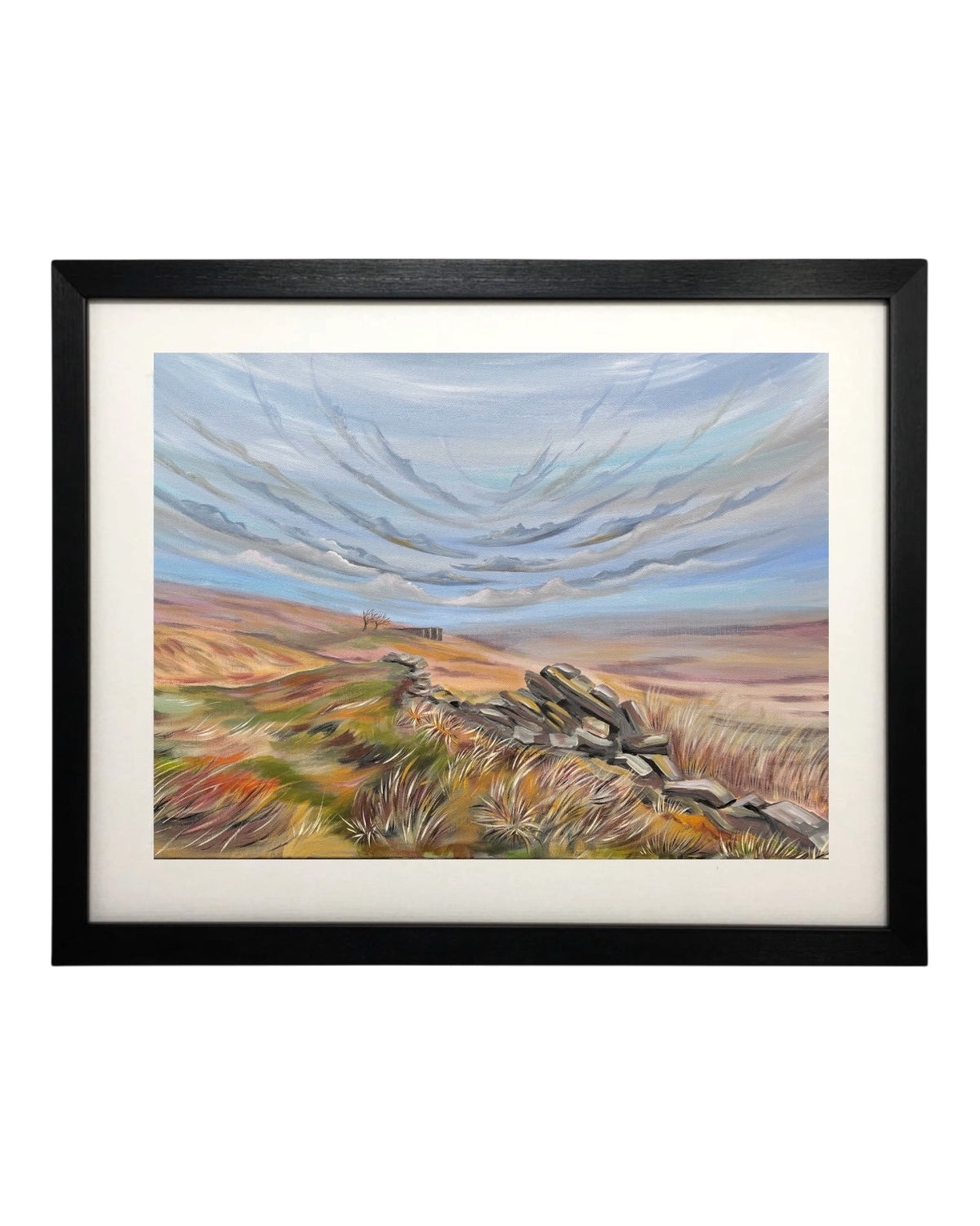 LighthouseLane framed art print of Top Withens, a rugged Yorkshire moorland landscape inspired by Wuthering Heights.