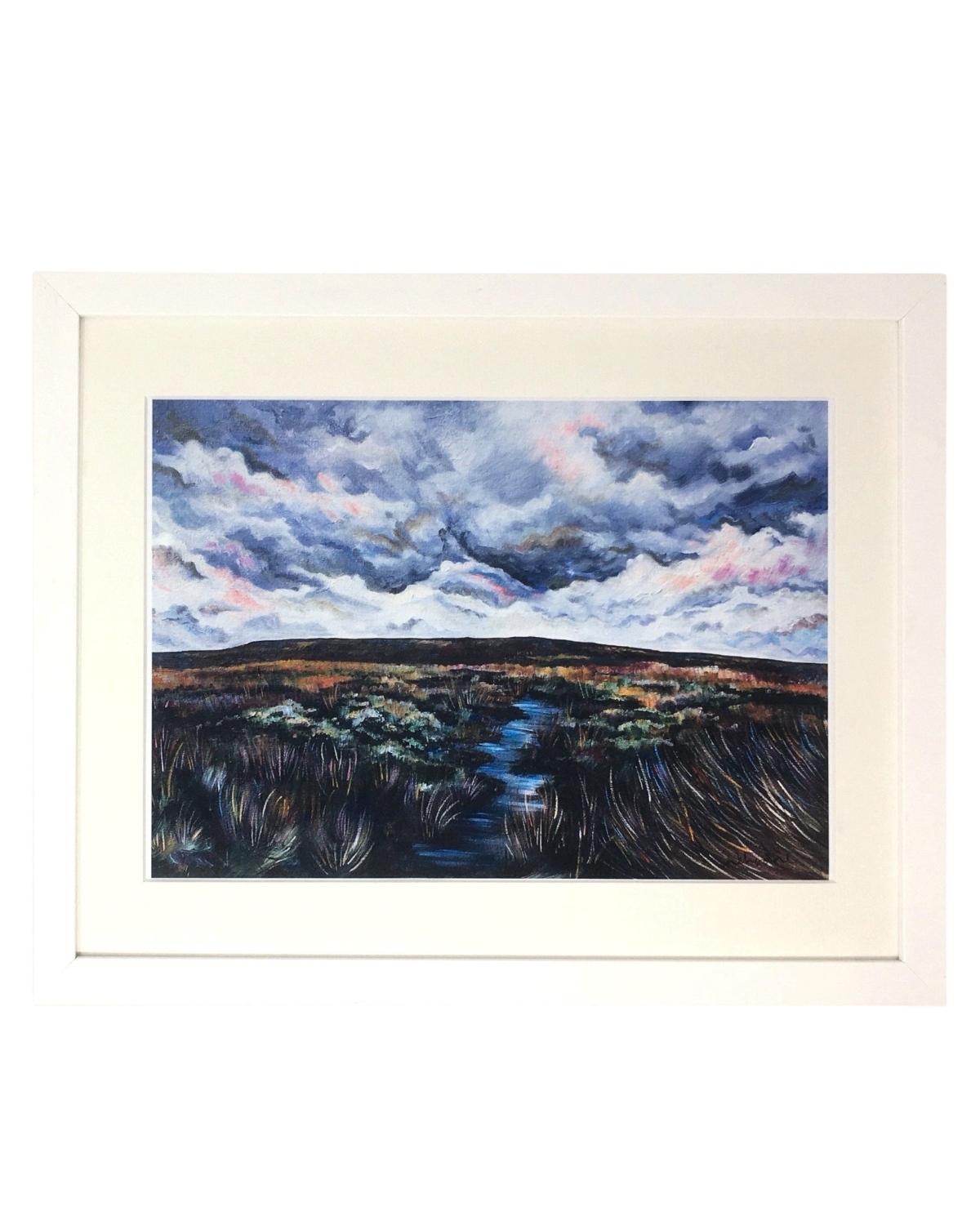 LighthouseLane framed Yorkshire moorland landscape print featuring a dramatic stormy sky and textured brushstrokes.