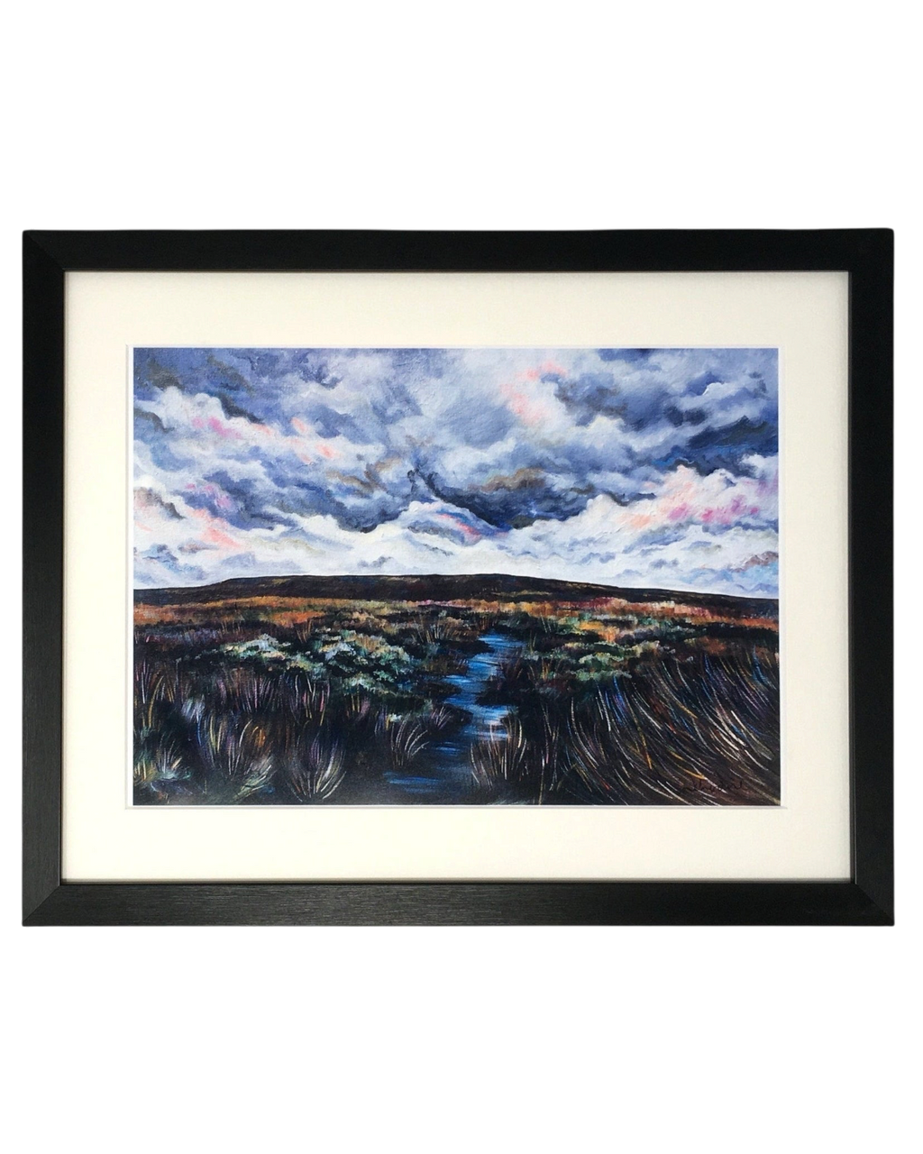 LighthouseLane framed Yorkshire moorland print featuring a dramatic stormy sky over a painted landscape