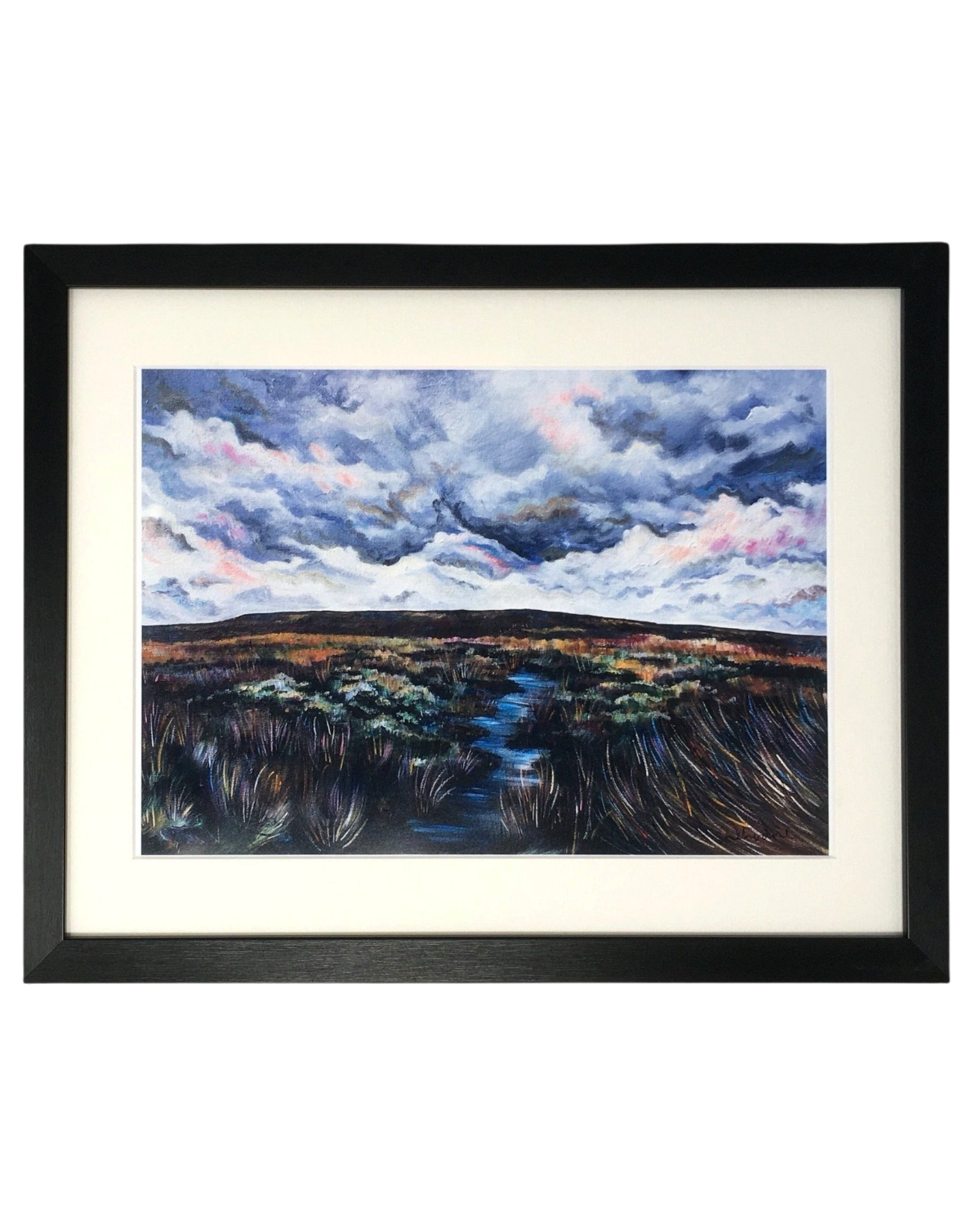 LighthouseLane framed Yorkshire moorland print featuring a dramatic stormy sky over a painted landscape