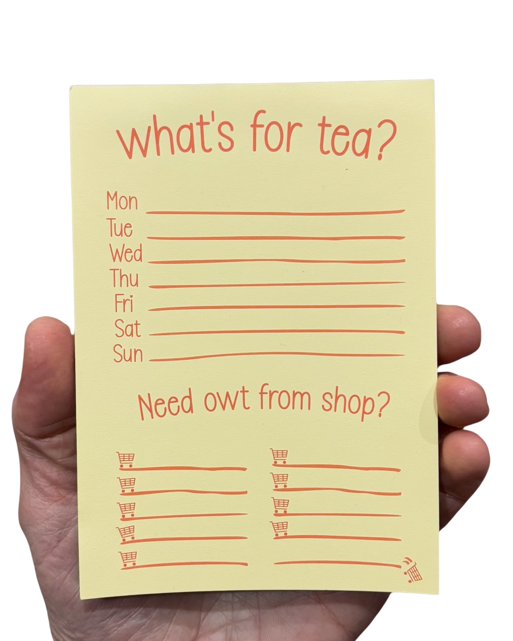 LighthouseLane A5 Yorkshire dialect shopping list notepad with weekly meal planner and shopping checklist