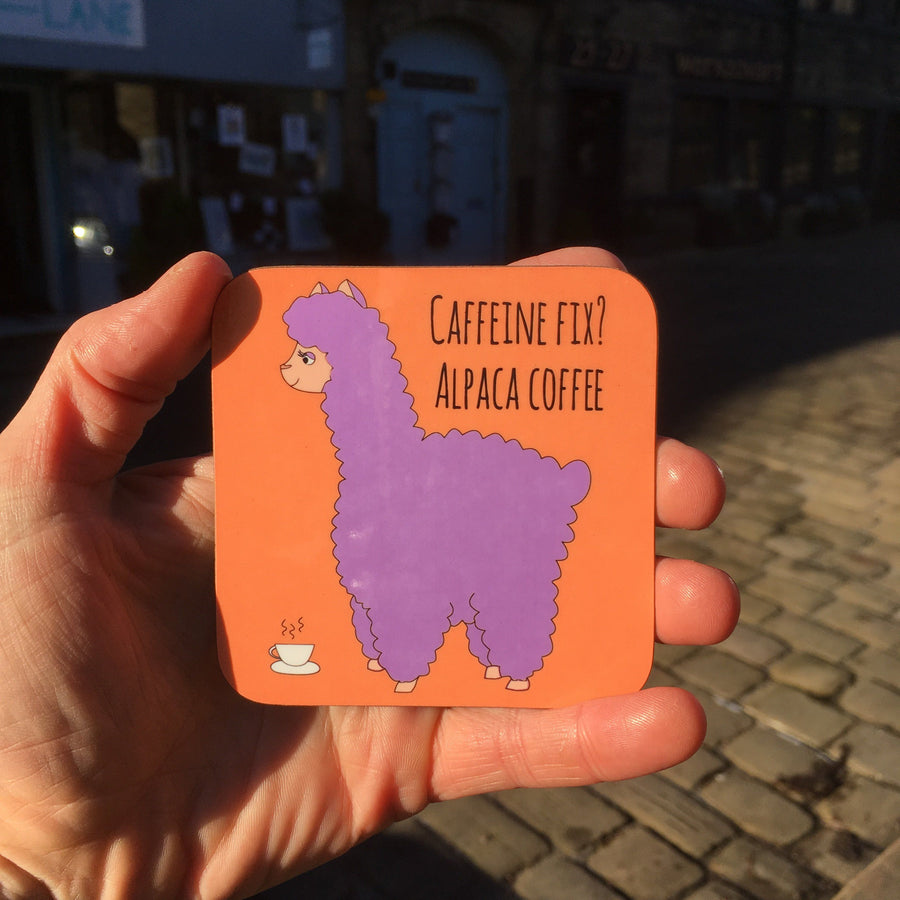 Funny Alpaca Coaster 'Coffee'