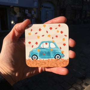 Fiat 500 Car Autumn Coaster