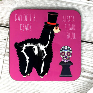 Funny Alpaca Coaster 'Sugar Skull'